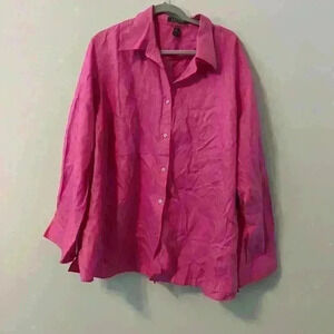 Lauren Ralph Lauren Hot Pink 3X Linen Blouse
